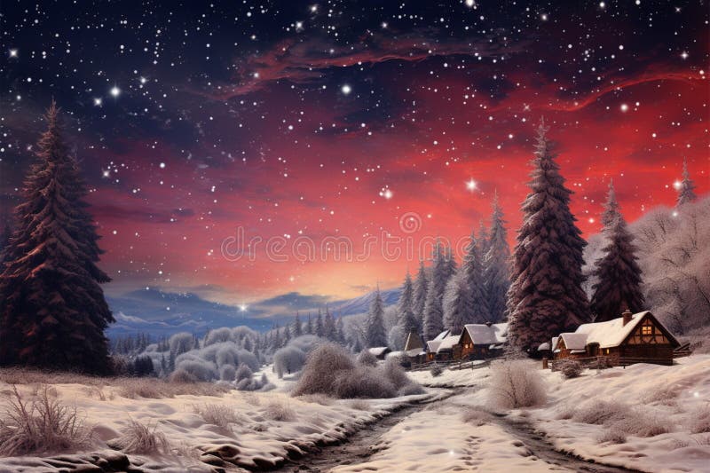 Winters embrace, a dairy farm gleams like a cosmic journey royalty free illustration