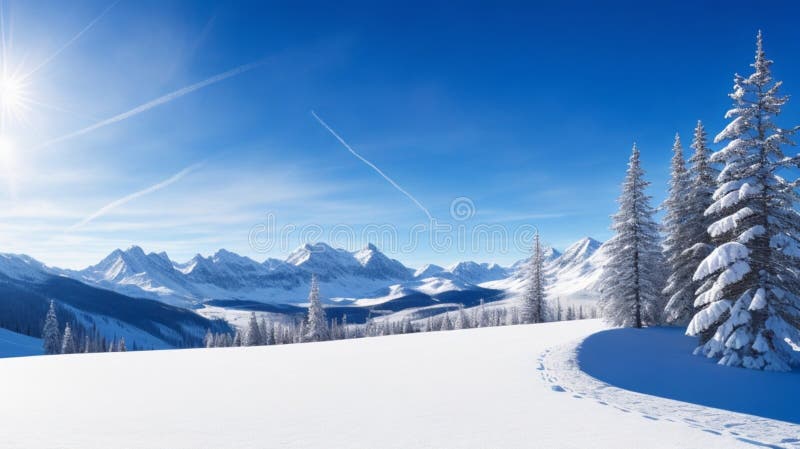 Ski Spuren Im Schnee Stock Illustrationen, Vektoren, & Kliparts