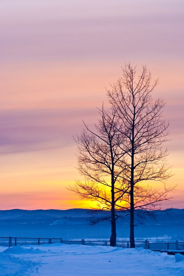 Wintersonnenuntergang lizenzfreies stockfoto Wintersonnenuntergang lizenzfreies stockfoto