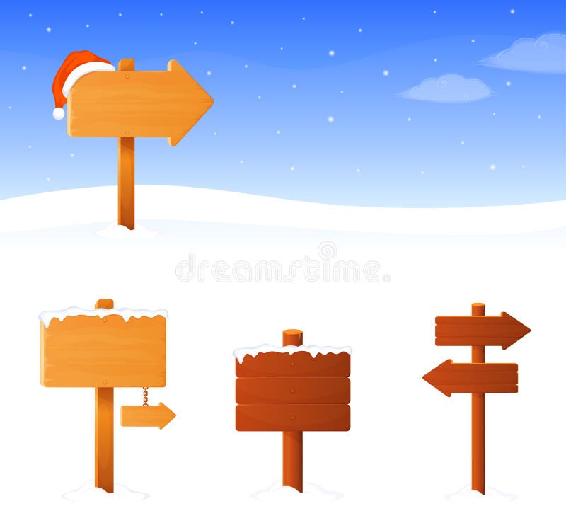 Winterthemafahne mit einem Holzschildbrett vektor abbildung Winterthemafahne mit einem Holzschildbrett vektor abbildung