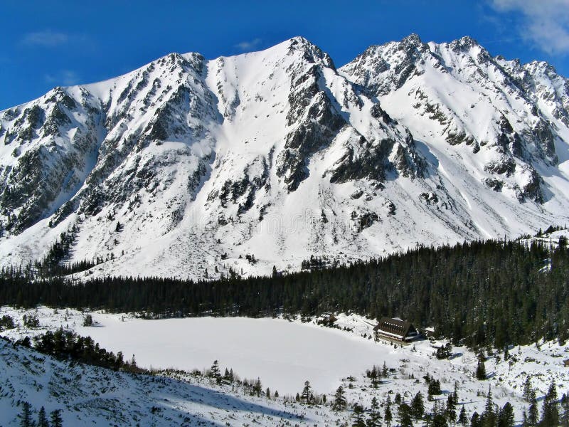 Wintertime in mountain tourist resort