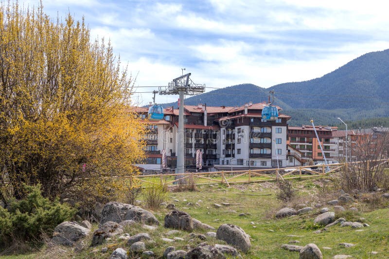 Wiosna Bansko Bułgaria Kabel krajobrazowy obraz stock