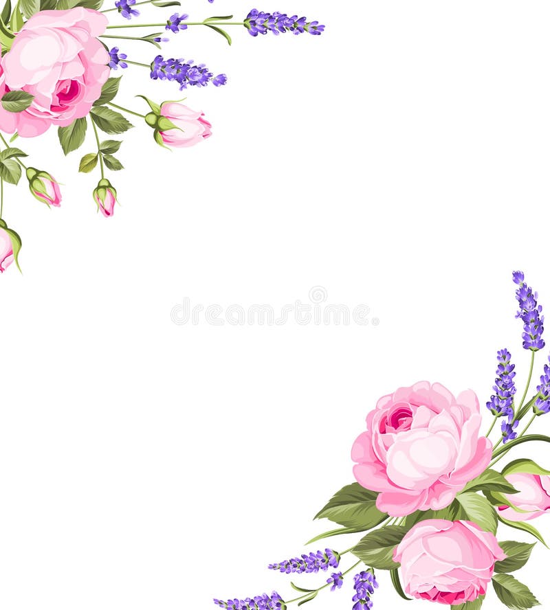 Wiosna kwiatów bukiet koloru pączka girlanda Etykietka lawenda z wzrastał kwiaty