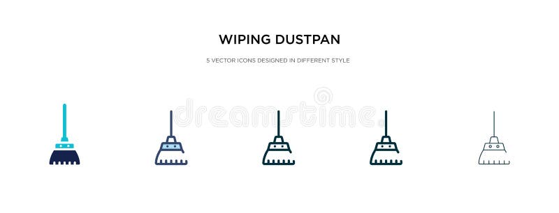 Wiping dustpan icon in different style vector illustration. two colored and black wiping dustpan vector icons designed in filled vector illustration