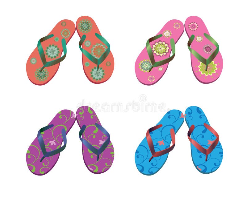 Wipschakelaars. Geplaatste sandals van het strand. stock illustratie Wipschakelaars. Geplaatste sandals van het strand. stock illustratie