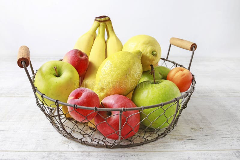 Wire Basket with Various Fruits Stock Image Image of tomato, basket