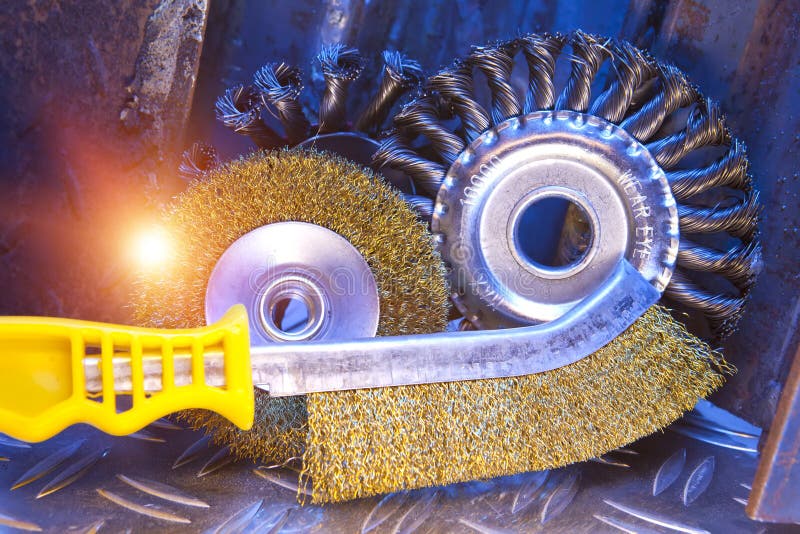 Wire Brush for Mechanical Cleaning of Metal Stock Photo Image of