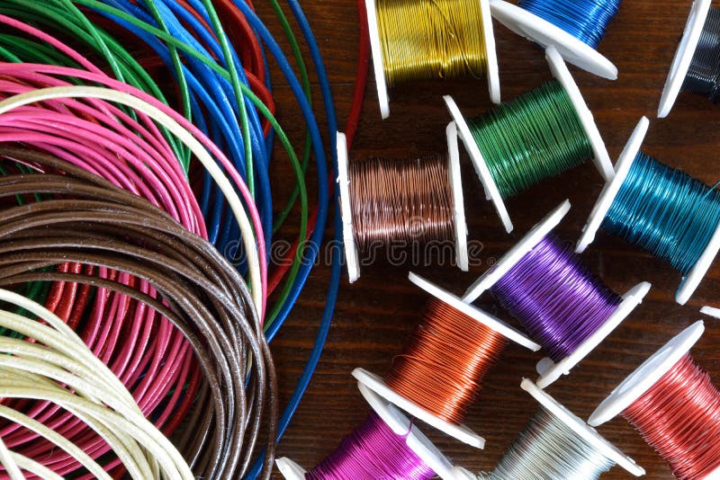 Wire Crafts and Leather Cords Stock Image - Image of decor