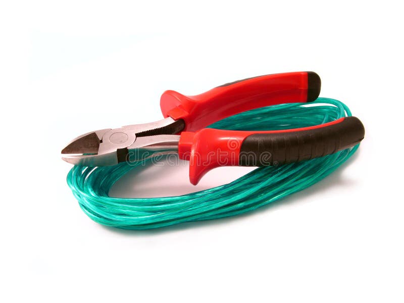 Wire-cutter and a wire stock photos Wire-cutter and a wire stock photos