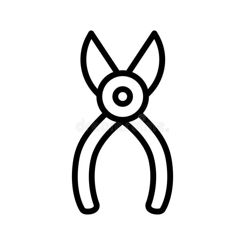 Wire Cutters Line Icon Isolated on White Background. Black Flat Thin Icon on Modern Outline