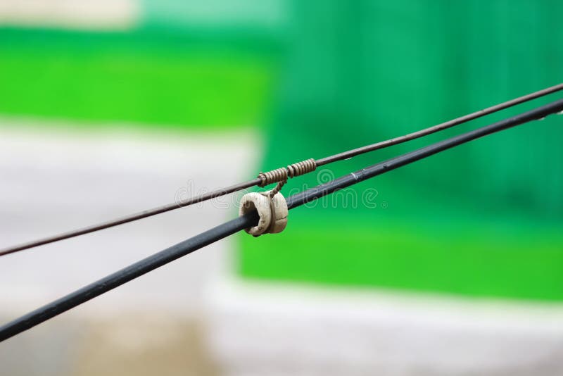 Wire Electric Electricity Current Volt Water Drops Background Stock