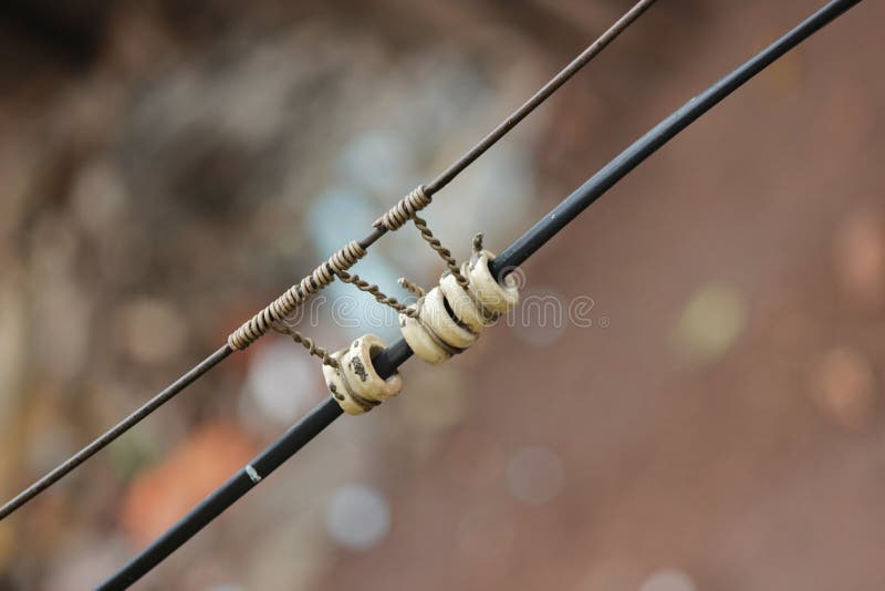 Wire Electric Electricity Current Volt Water Drops Background Stock