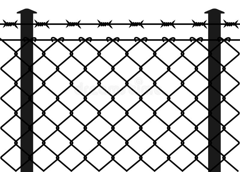 Wire Fence with Barbed Wires Stock Vector Illustration of prevent