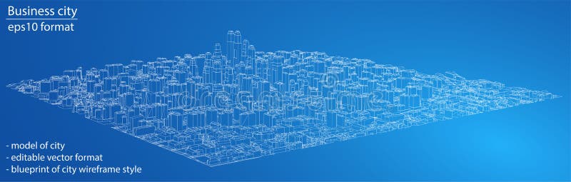 Wire-frame City, Blueprint Style. Vector vector illustration Wire-frame City, Blueprint Style. Vector vector illustration