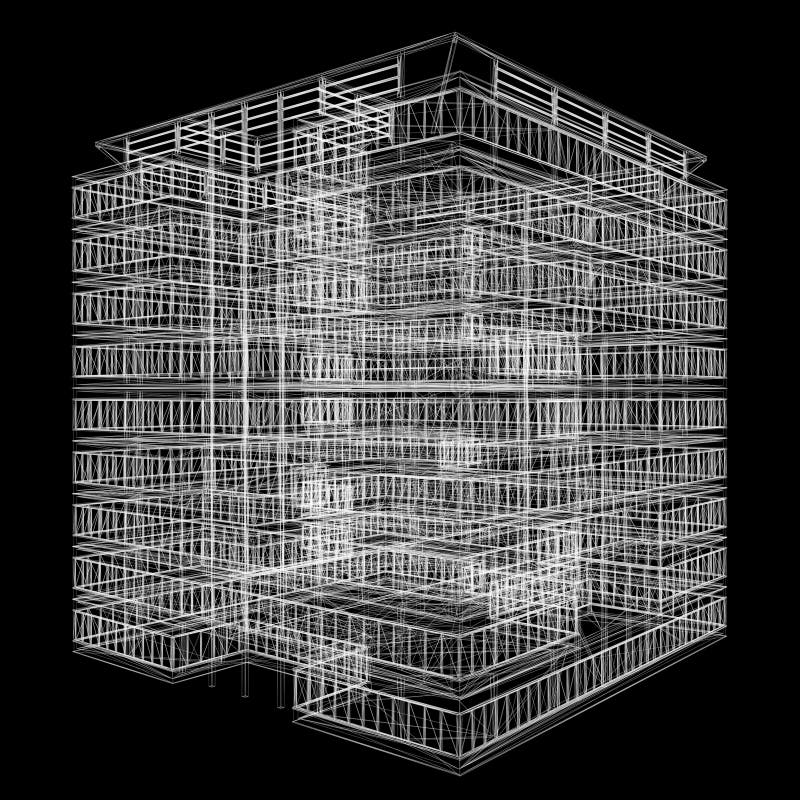 House Wire Blueprint Isolated Over a White Background Stock Vector