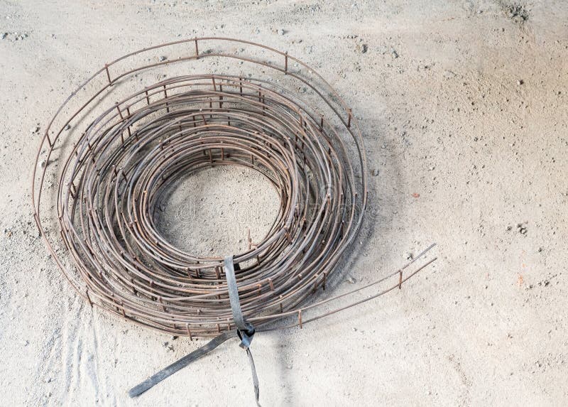 Wire mat roll on the concrete floor.