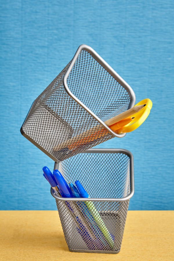 Wire Mesh Metal Stationery Holders Stock Photo Image of metal, mesh
