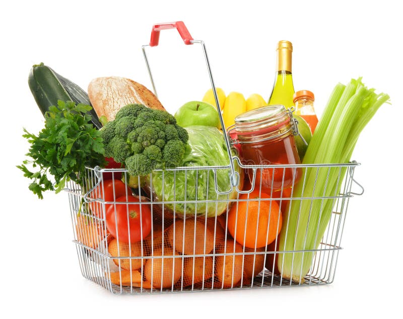 A Shopping Cart Full with Groceries Stock Image Image of bread