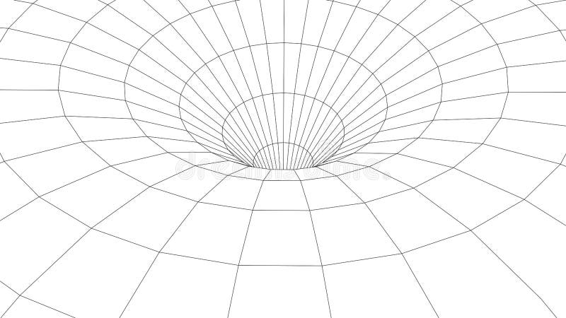 Wireframe abstract tunnel. 3D vector wormhole with a mesh structure vector illustration
