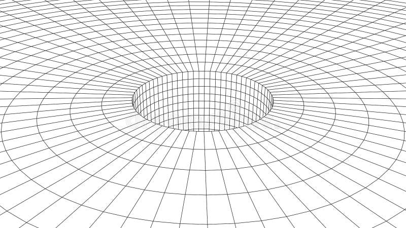 Wireframe abstract tunnel. 3D vector wormhole with a mesh structure stock illustration