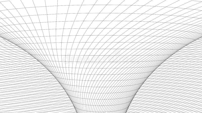 Wireframe abstract tunnel. 3D vector wormhole with a mesh structure vector illustration