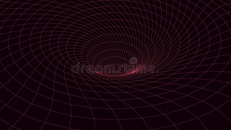Wireframe abstract tunnel. 3D vector wormhole with a mesh structure royalty free illustration