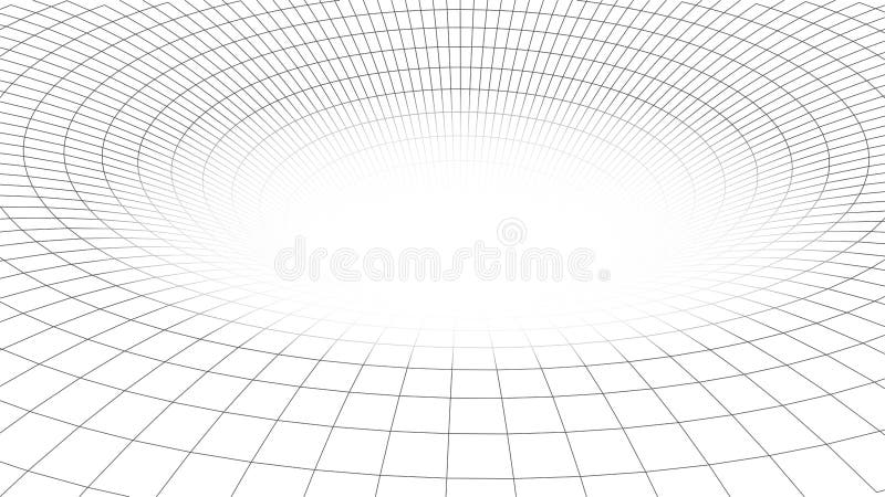 Wireframe abstract tunnel. 3D vector wormhole with a mesh structure. Gradient tunnel vector illustration