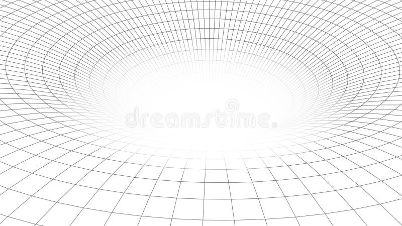 Wireframe abstract tunnel. 3D vector wormhole with a mesh structure. Gradient tunnel stock illustration