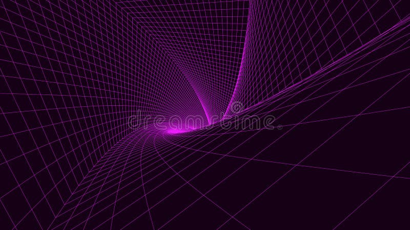 Wireframe abstract tunnel. 3D vector wormhole with a mesh structure. Vortex. Vector perspective grid stock illustration
