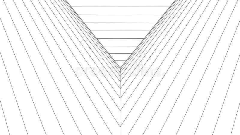 Wireframe abstract tunnel. 3D vector wormhole with a mesh structure. Vortex. Vector perspective grid royalty free illustration