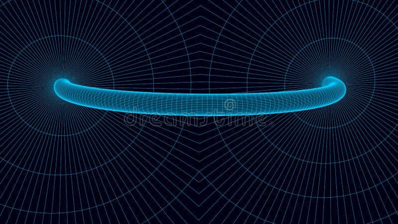 Wireframe abstract tunnel. 3D vector wormhole with a mesh structure. Vortex. Vector perspective grid vector illustration