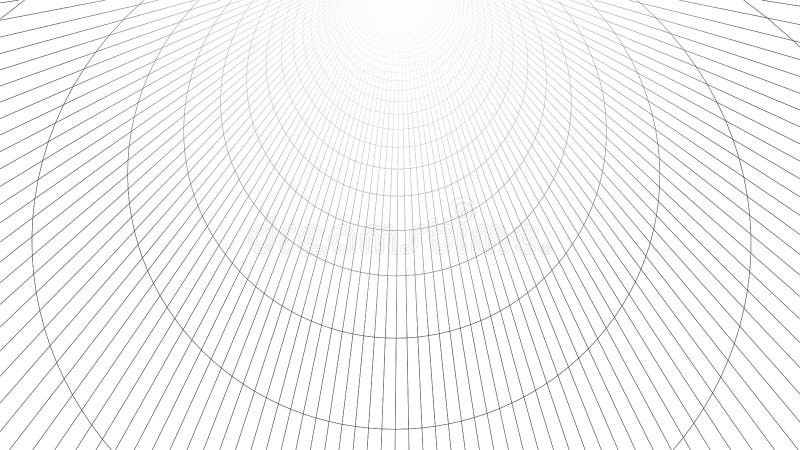 Wireframe abstract tunnel. 3D vector wormhole with a mesh structure. Vortex. Vector perspective grid royalty free illustration