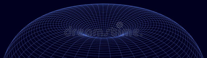 Wireframe abstract tunnel. 3D vector wormhole with a mesh structure. Vortex. Vector perspective grid royalty free stock photos