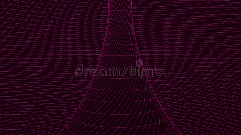 Wireframe abstract tunnel. 3D vector wormhole with a mesh structure. Vortex. Vector perspective grid royalty free illustration