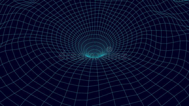 Wireframe abstract tunnel. 3D vector wormhole with a mesh structure. Vortex. Vector perspective grid vector illustration