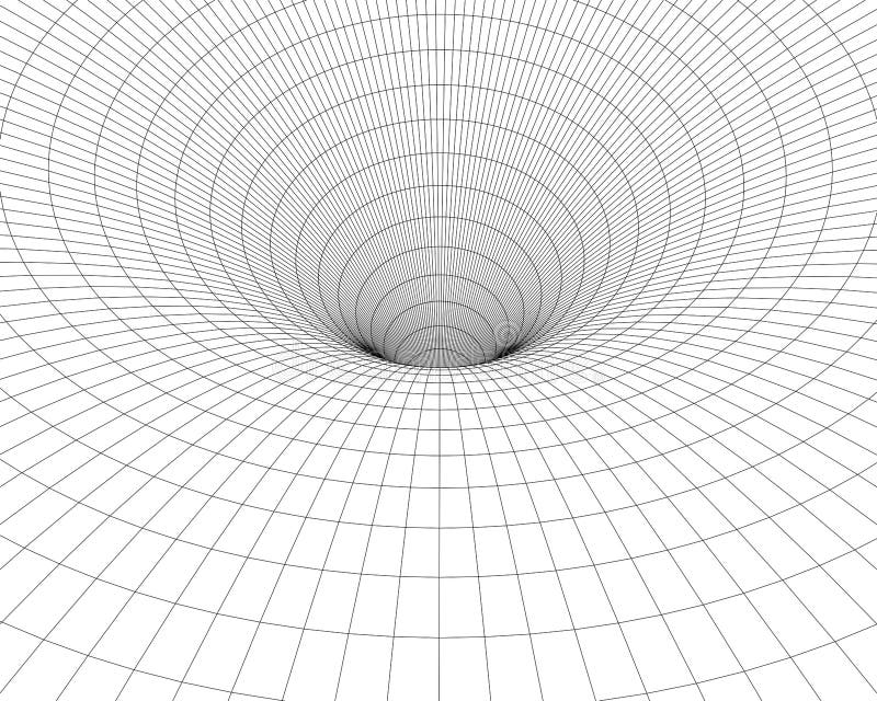Wireframe abstract tunnel. 3D vector wormhole with a mesh structure. Vortex. Vector perspective grid vector illustration