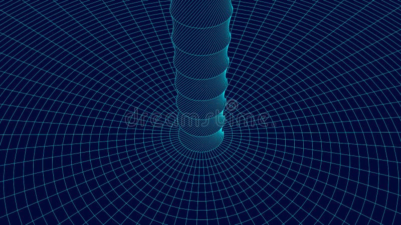 Wireframe abstract tunnel. 3D vector wormhole with a mesh structure. Vortex. Vector perspective grid stock photos