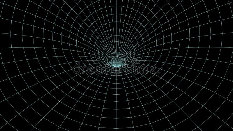 Wireframe abstract tunnel. 3D vector wormhole with a mesh structure. Vortex. Vector perspective grid vector illustration