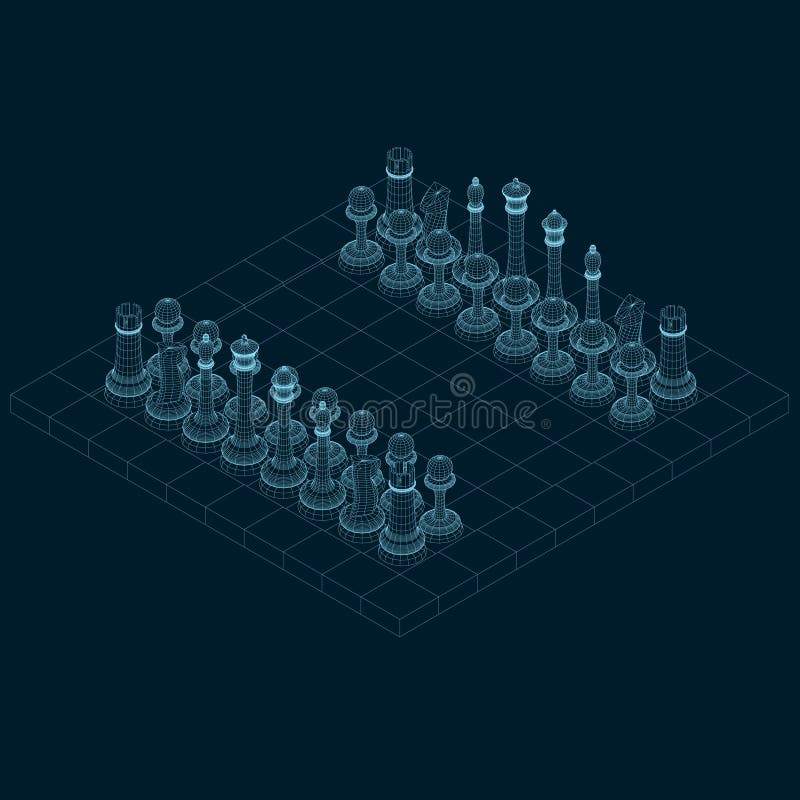 Moldura De Peças De Xadrez Num Tabuleiro De Xadrez a Partir De Linhas  Pretas Isoladas Sobre Fundo Branco. Vista Isométrica 3d. Vet Ilustração do  Vetor - Ilustração de cavalo, tabuleiro: 234768690