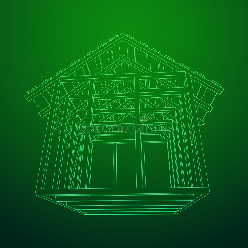 wireframe-framing-house-stock-vector-illustration-of-construction-106127153