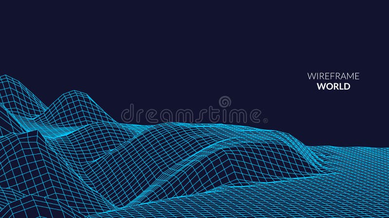 Wireframe Landscape Background. Futuristic Landscape with line Grid. Low Poly 3D Wireframe Mapping. Network Cyber vector illustration Wireframe Landscape Background. Futuristic Landscape with line Grid. Low Poly 3D Wireframe Mapping. Network Cyber vector illustration