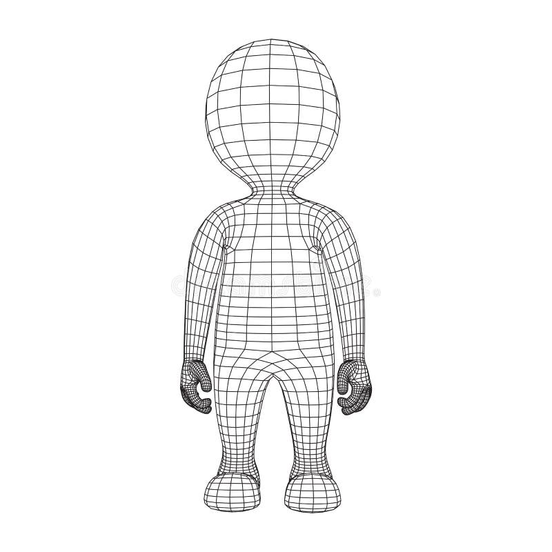 Wireframe Low Poly Mesh Human Cartoon Body Stock Vector - Illustration of  active, character: 114420387