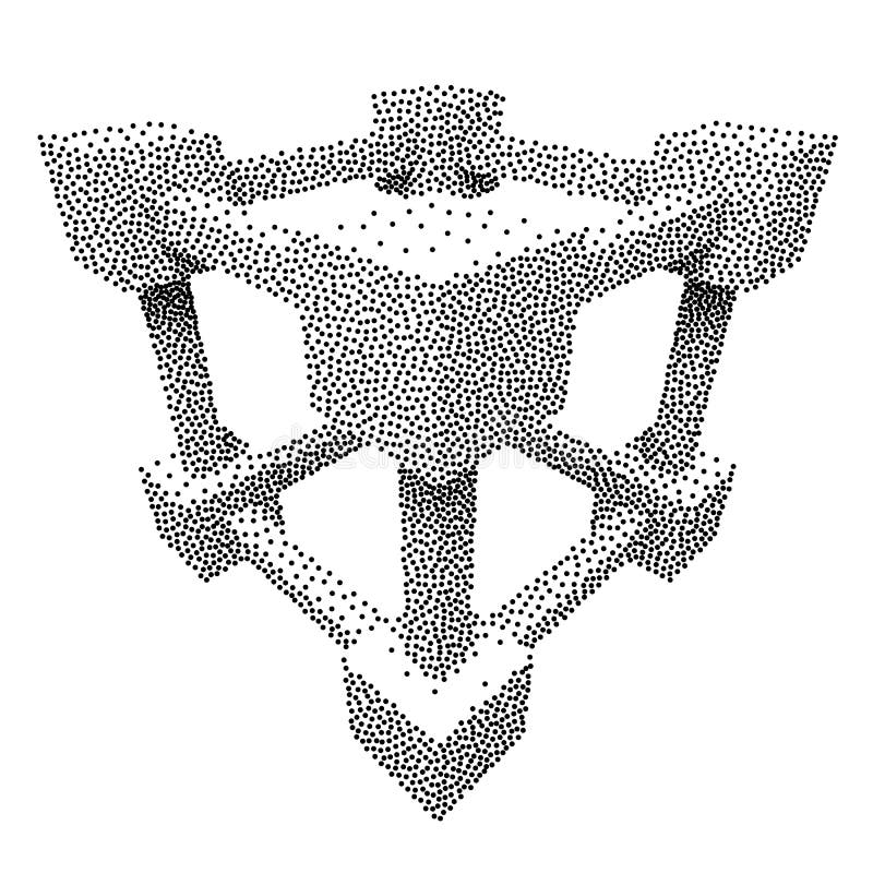 Wireframe Mesh Dotwork Vector Cube stock abbildung