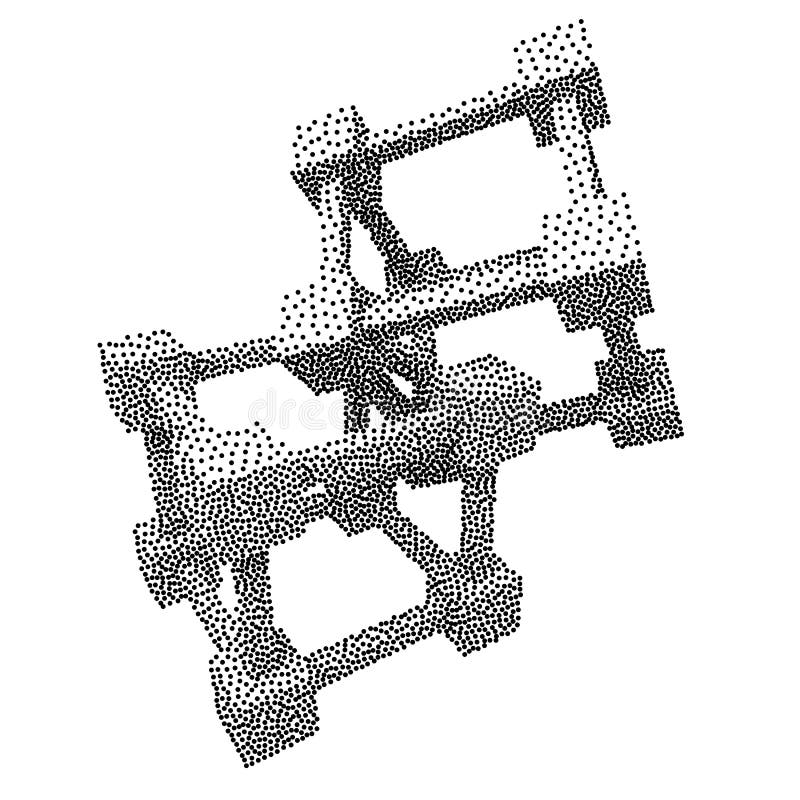 Wireframe Mesh Dotwork Vector Cube lizenzfreie abbildung