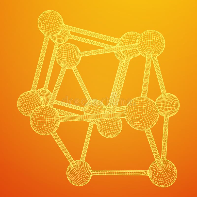 Wireframe Mesh Molecule stock vector. Illustration of chemistry 135515215
