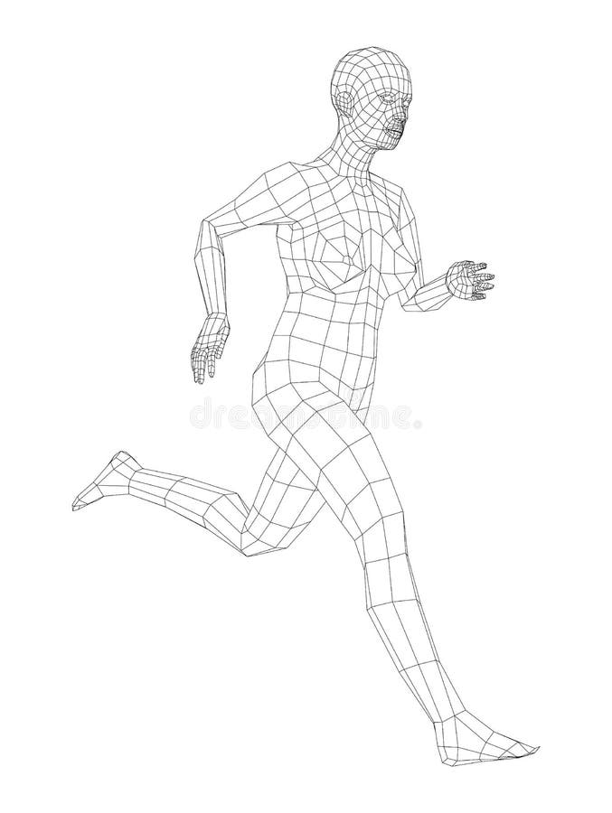 Wireframe Running Woman. Vector Stock Vector - Illustration of motion ...