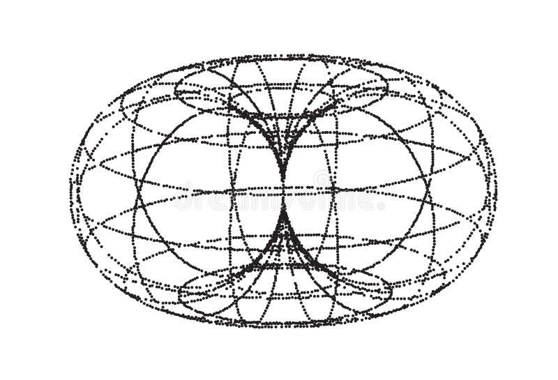 Wireframe Torus 3d. Vector Shape of Torus Field Stock Vector