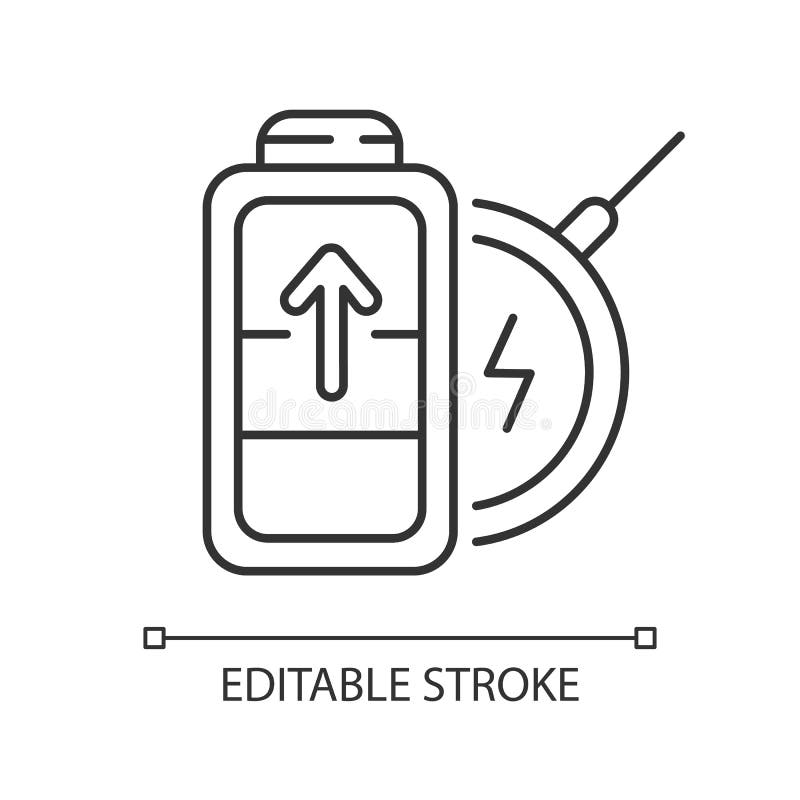 Wireless aufladende lineare Ikone der Batterie lizenzfreie abbildung