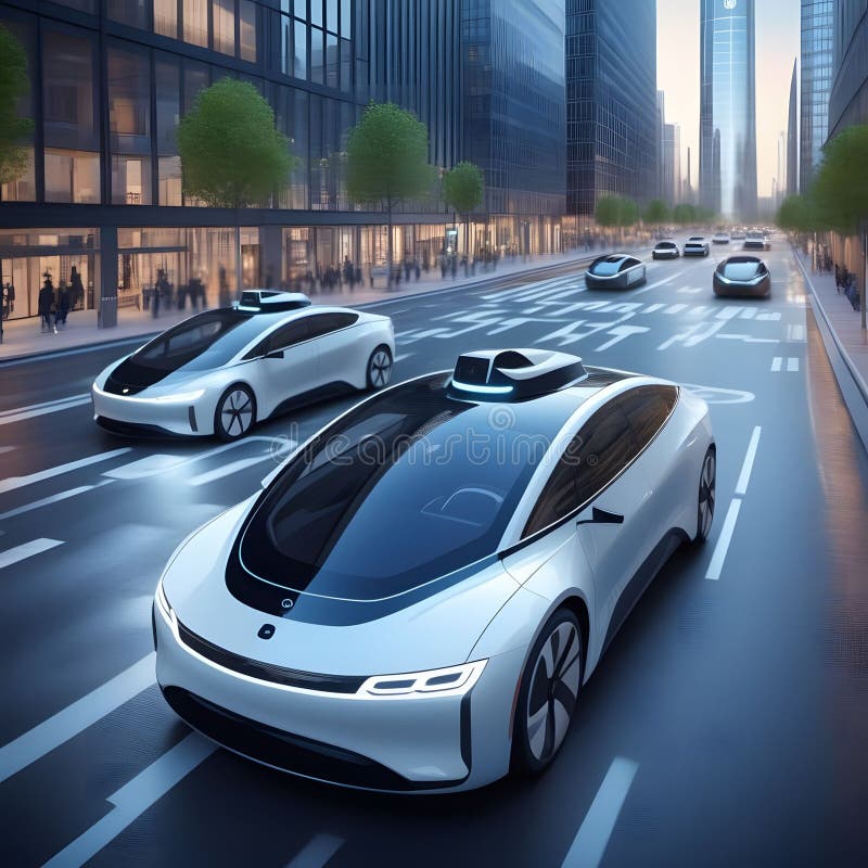 Wireless Car Charging while Driving. Electric Car Driving on Highway