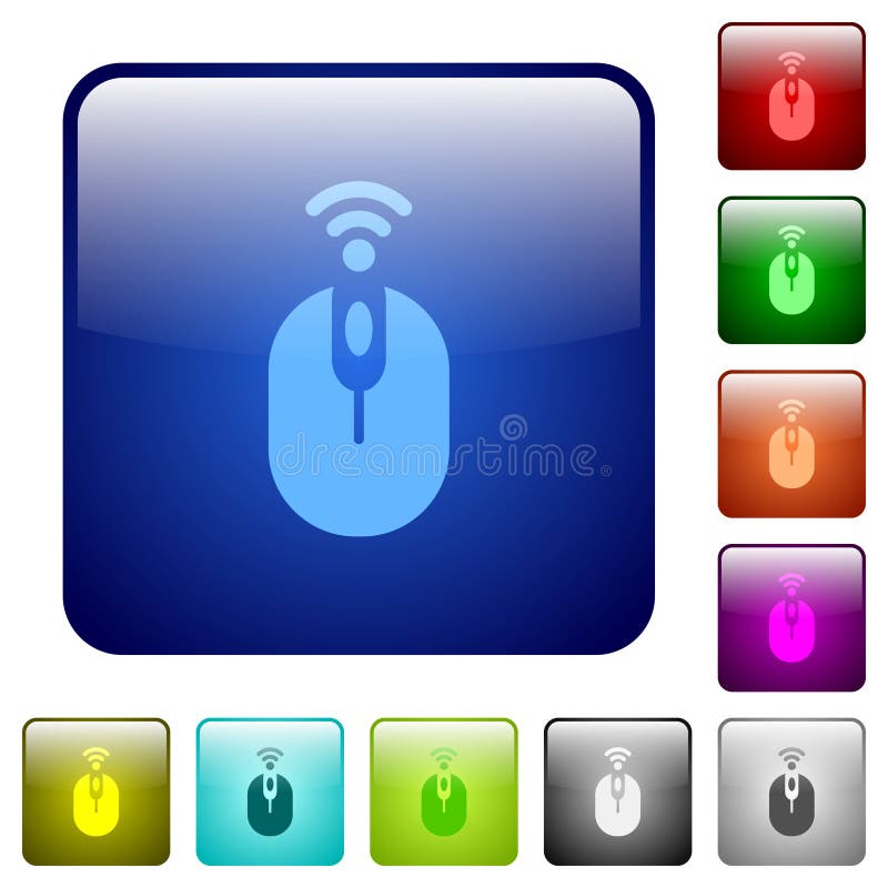 Wireless Computer Mouse Color Square Buttons Stock Vector